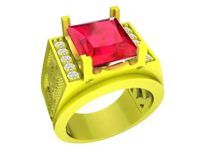 A7455 Dragon Korean Style Diamond Men Ring 3D print model