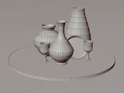 Clay Pots Set - Ceramic Vase Collection Low-poly 3D model