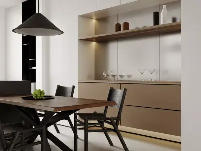 Modern living room dining room interior scenes 340 3D model