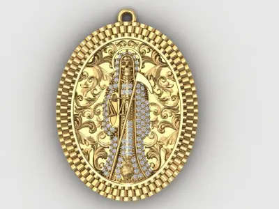  santa muerte holy death small size pendant 3D STL 3DM skull 3D print model