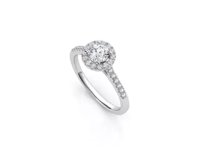 ZDR045 halo diamond engagement ring 3D print model