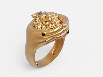 Lion hand ring Silver Gold  Print 3D print model