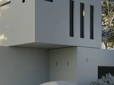 Exterior 3D Model with facade view Low-poly 3D model