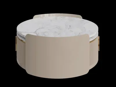Expandable Beige Round Coffee Table 3D model
