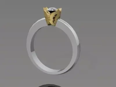 Diamond solitaire wedding ring  3D print model
