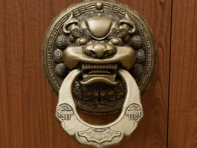 Chinese Style Beast Head Door Knocker 5 - Low Poly PBR Model Low-poly 3D model
