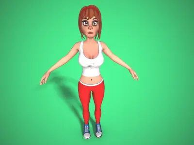cartoon girl rigged Low-poly 3D model