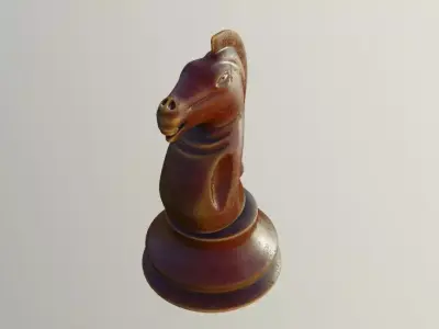 knight wooden chess piece  Low-poly 3D model