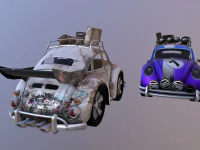 Bugrat car Low-poly 3D model