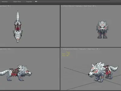 Cartoon Icefield Wolf Mount - white wolf Low-poly 3D model