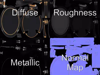 Elegant Black Mahogany Table model pack Low-poly 3D model