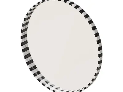 Round Black and White Marble Mirror By Global Views 3D model
