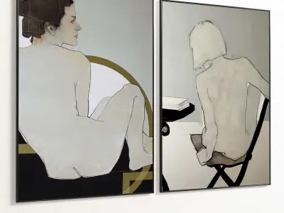 Plaster Two Photo Frame 235 Low-poly 3D model