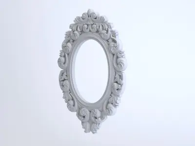 Oval Baroque Mirror Frame 3D model