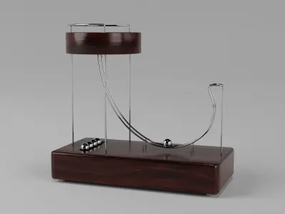 Perpetual motion device with marbles Low-poly 3D model