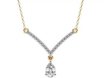 Luxury V Shape Diamond Drop Necklace CAD Design 3DM STL 3D print model