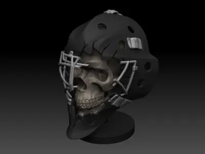 Skull head broken hockey goalie mask for 3D printing 3D print model