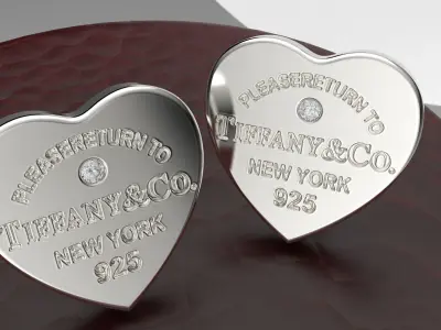 Tiffany Heart Tag Stud Earrings 3D print model