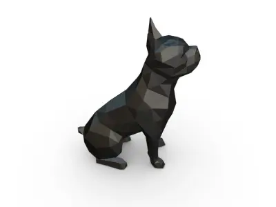 Boston terrier low poly 3D print model