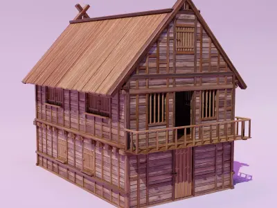 Medieval House Realistic Detailed 3d model  Low-poly 3D model
