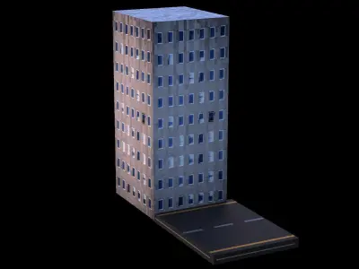 Low poly building apartment Free low-poly 3D model