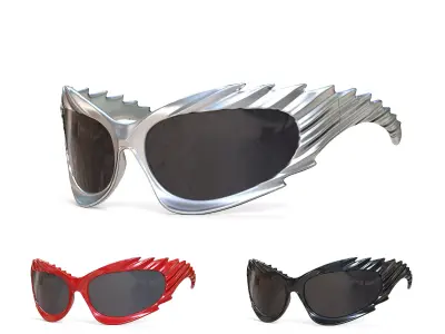 Balenciaga Spike Rectangle Sunglasses Low-poly 3D model