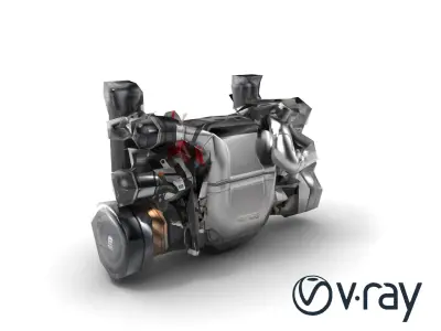Twin-Turbo V8 Engine model pack with precision-machined detai... Low-poly 3D model