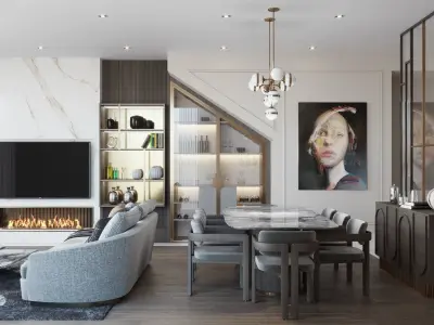Modern Living Room 3D model get