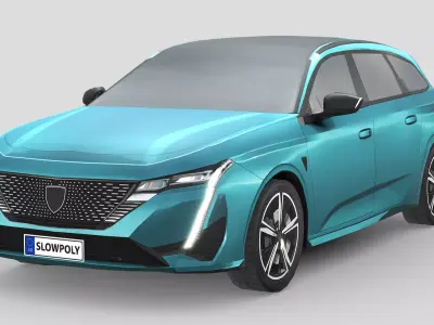 Peugeot 308 SW hybrid 2022 Low-poly 3D model