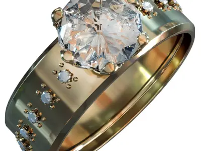 Diamond gold ring 3D print model