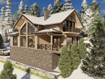 3D model of a wooden house 3D model 7