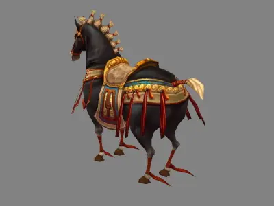 Cartoon Mount - Ancient War Horse Low-poly 3D model