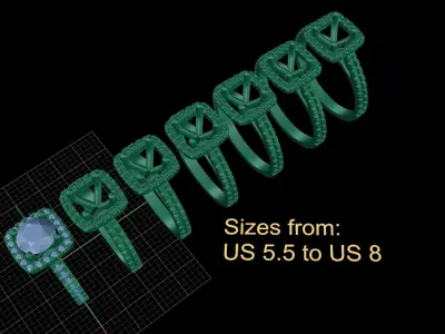 Engagement diamond ring 3D print model purchase