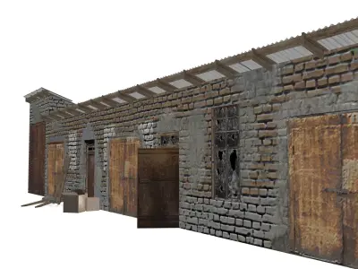 Garage old PBR texture Low-poly 3D model
