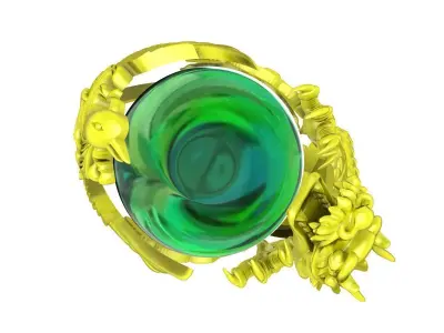 A5133 Luxury Dragon Keep Gem Stone Men Ring 3D print model
