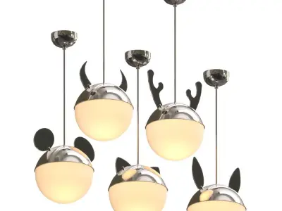 EMODZY cute animal pendant lights for kids room 3D model