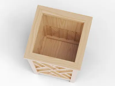 Wooden flower box Low-poly 3D model