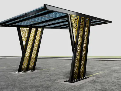 TRIPLE L TYPE MODERN SOLAR CARPORT TYPE-16 3D model