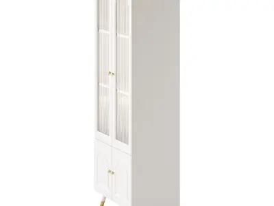 Cabinet Included White Closed Back Wooden Standard Bookcase 2 3D model