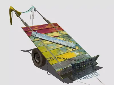 Donkey Cart Low-poly 3D model