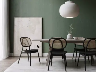 Modern Interior Dining Room - Low Poly - PBR Textures Low-poly 3D model