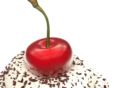 Cupcake with chocolate and cherry 3D model