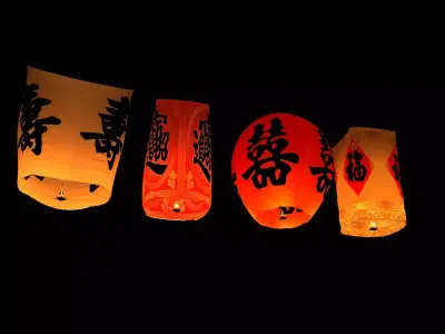 Chinese red sky lantern  Low-poly 3D model purchase