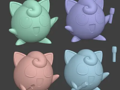 Jigglypuff Sing Chibi Mic 2 models Easy Print 3D print model