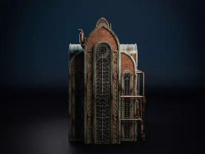 STEAMPUNK INDUSTRIAL BUILDING 9 Low-poly 3D model