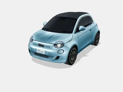 Fiat 500 Cabrio la Prima 2020 Low-poly 3D model