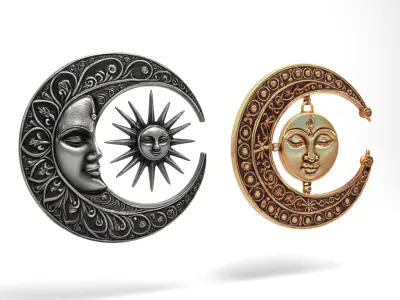 Decorative moons Low-poly 3D model