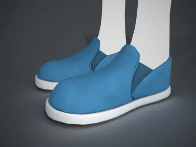 Blue Fabric Shoes Style 2  Low-poly 3D model