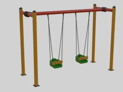 Playground Metal Double Swing - 01 3D model