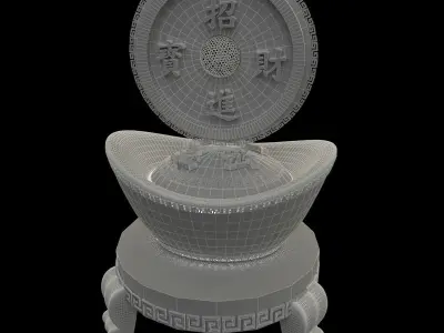Chinese Gold Ingot  3D model 5